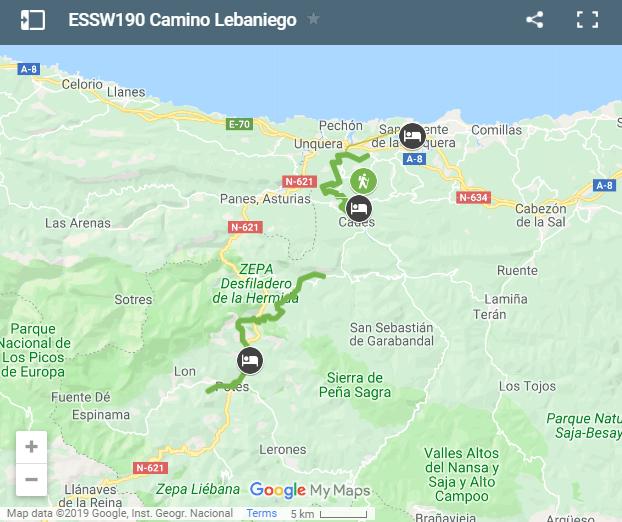 Map Camino Lebaniego walking route