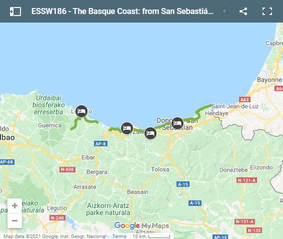 Map Basque Country: San Sebastián to Lekeitio