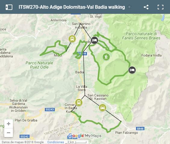 Walking tour Dolomites Val Badia map