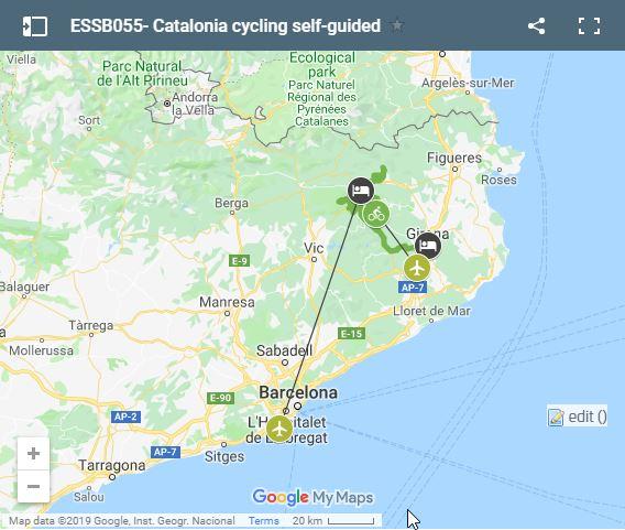 Catalonia cycling routes map