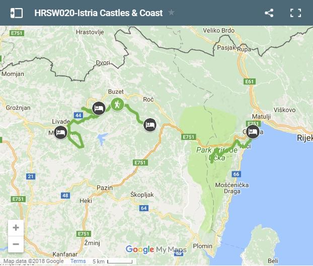 Map Istra walking routes