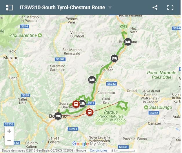 Map South Tyrol-Chestnut Route