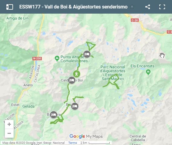  Map walking routes Vall de Boí & Aigüestortes