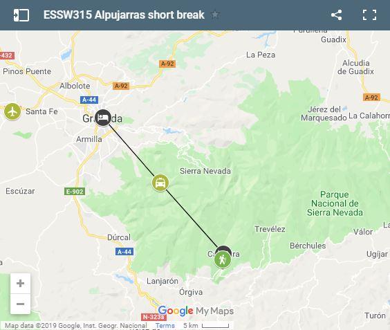 Map Alpujarras & Granada shortbreak