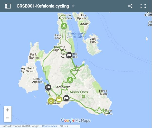 kefalonia cycling map