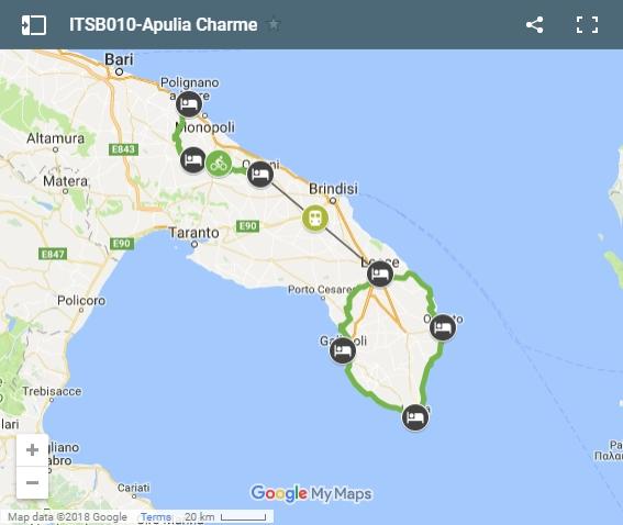 Map cycling routes Apulia