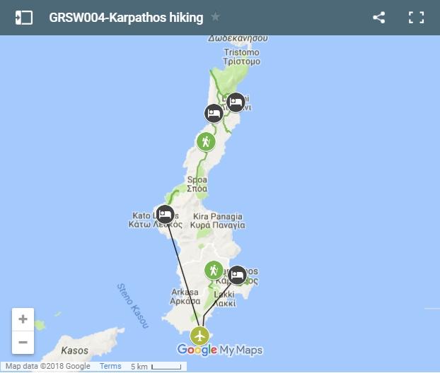 Map karpathos walking routes