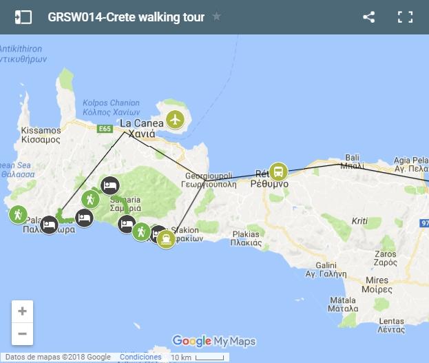 Crete south-west gorges walking map