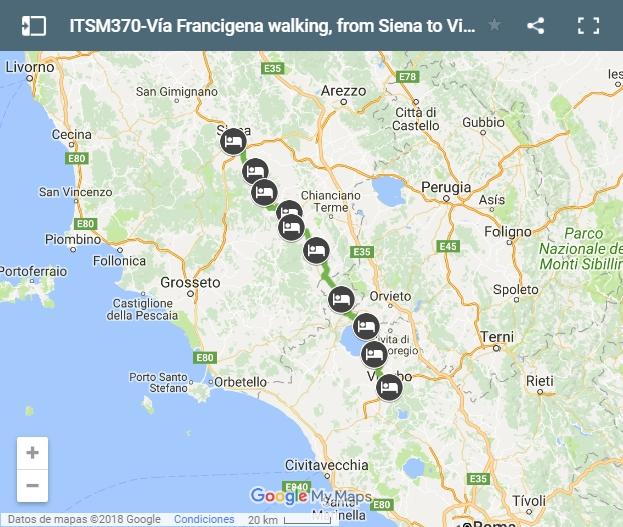 Map Vía Francigena walking, from Siena to Viterbo.jpg