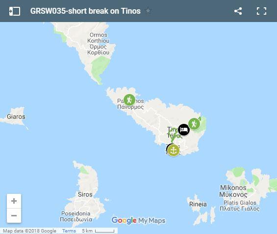 Map walking routes in Tinos
